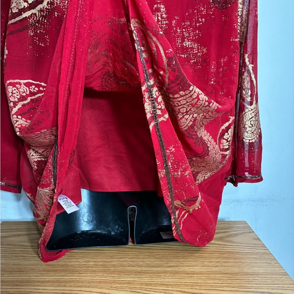 Roaman’s Red and Gold Paisley Top Size 22W NEW - Picture 6 of 12